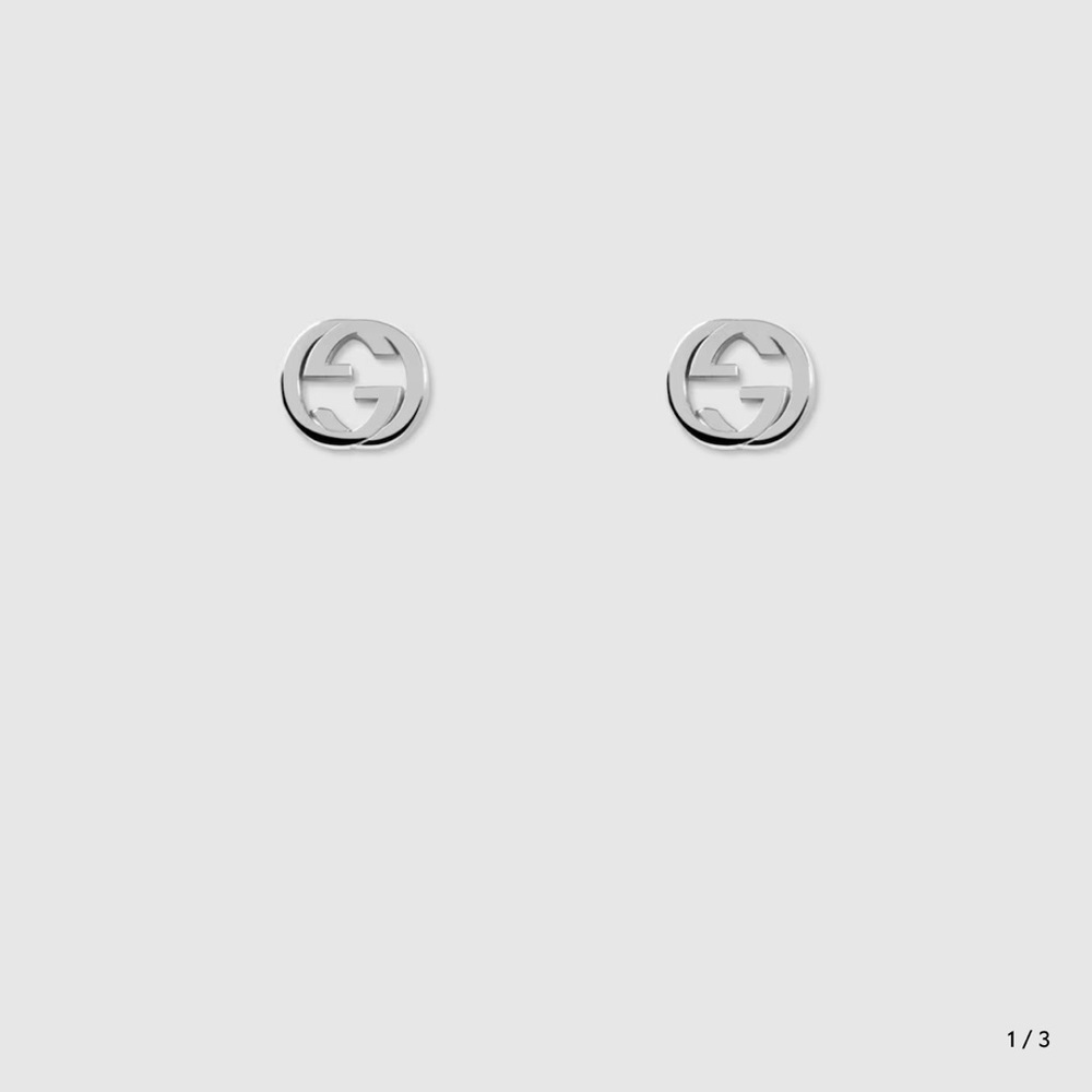 Gucci Silver Emblem Earrings